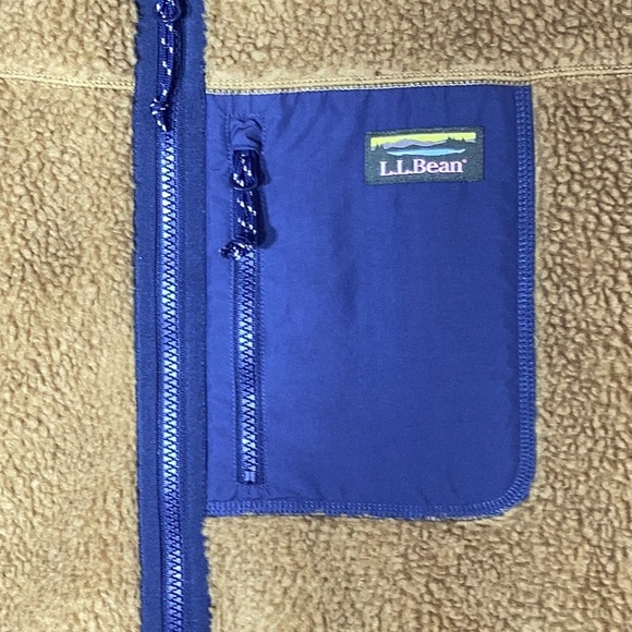 NWT Mens L.L.BEAN Sherpa Vest Antique Gold With Navy Size XL Tall - Picture 4 of 9